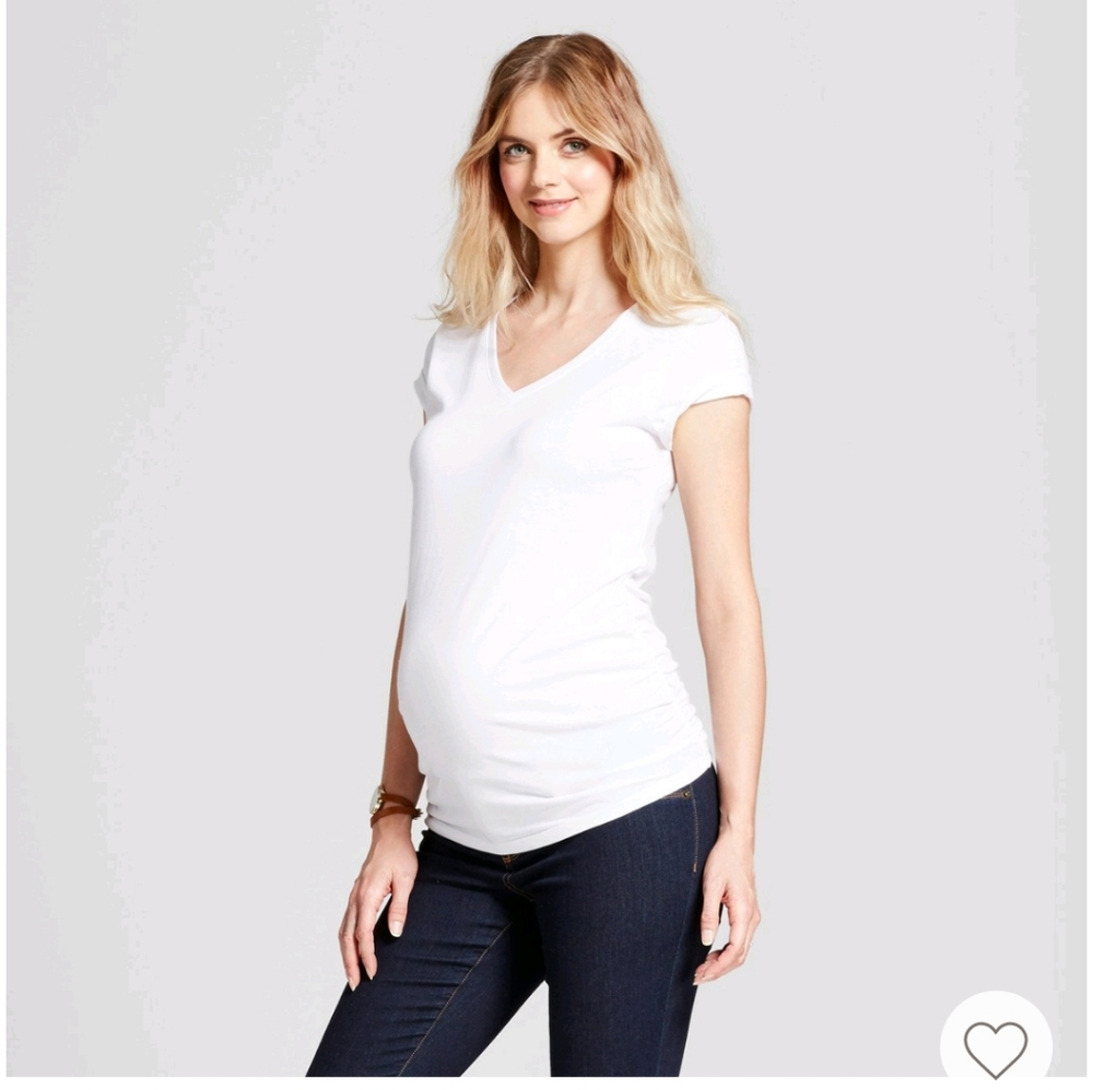 White Maternity V-Neck Tee